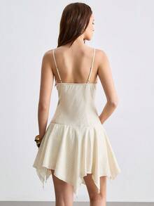 CielaLinda Vestido mini asimétrico con tirantes de espagueti a rayas para mujer - Amarillo claro - Ver 2