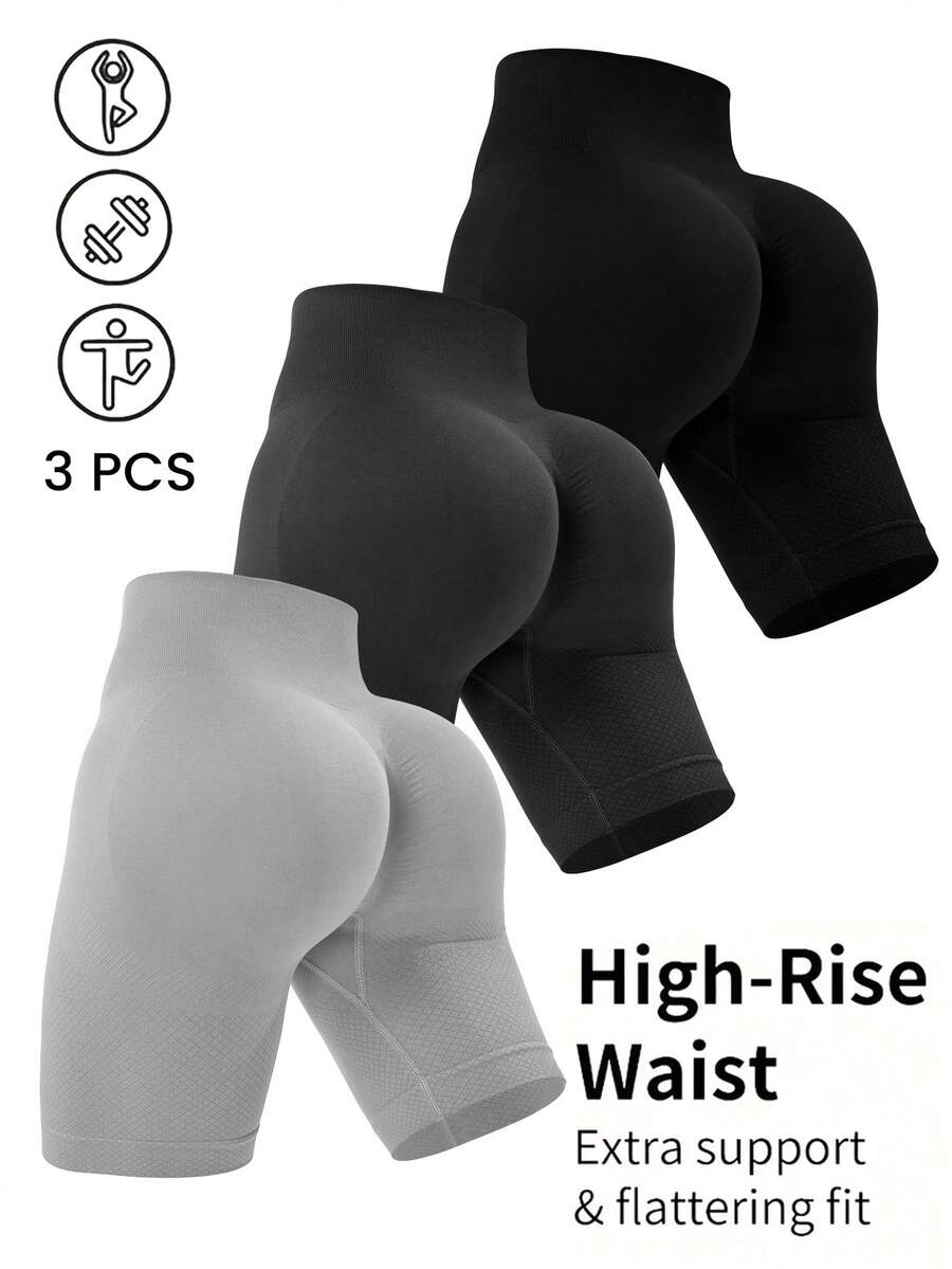 Easithlete Easithlete 女士弹力腰带纯色运动短裤，夏季 - 彩色 - 查看 1