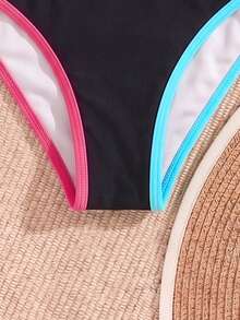 Swim Vcay Bottom de bikini de talla grande para mujer con parches de colores y cordón lateral - Multicolor - Ver 3