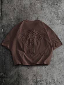 AXEPEAK Men's Solid Color Round Neck Casual Short Sleeve T-Shirt, Summer - Brown - View 2
