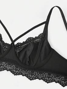 Bella Beso Áo ngực nữ thời trang, cổ điển, gợi cảm, quyến rũ với chất liệu ren PU và đệm mút. - màu đen - Xem 4