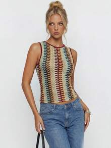 Avantive Women's Casual Striped Tank Top, Summer - Multicolor - View 3