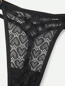 Bella Beso Ring Linked Cut Out Sexy G-String - Black - View 6