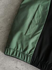 Manfinity EMRG Áo khoác nam dáng đứng cổ bẻ khóa kéo, phong cách đường phố thường ngày, phối màu tương phản, thích hợp cho đi làm hàng ngày vào mùa xuân và mùa thu. - màu đen - Xem 5