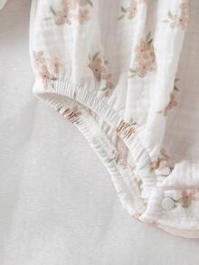SHEIN 2件套可爱兔子刺绣毛球装饰婴儿连体衣，夏季 - 彩色 - 查看 4