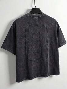 SWAVVY Camiseta de manga corta de cuello redondo con ajuste holgado casual para hombre con bordado, gris - Gris - Ver 1
