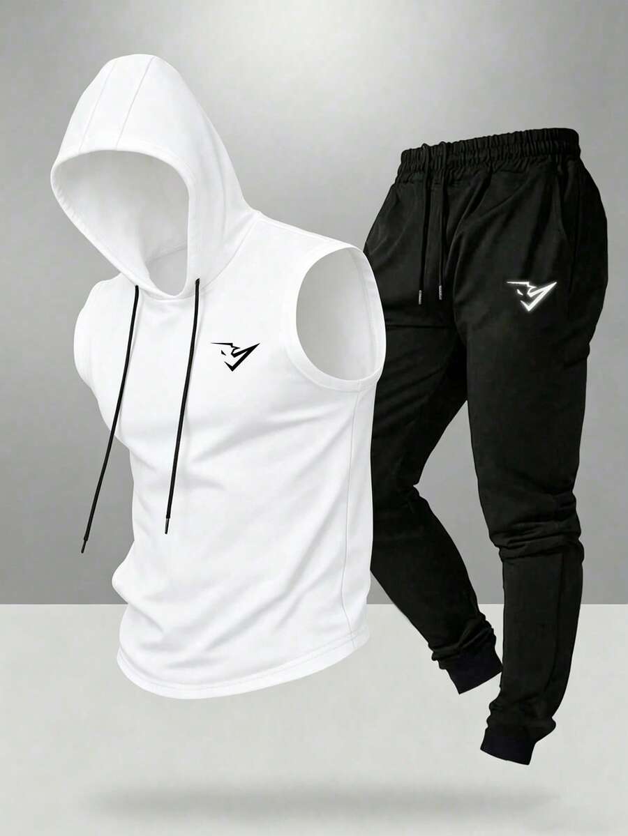 Gym Rark 男士抽绳连帽上衣和裤子休闲运动套装 - 白色 - 查看 1
