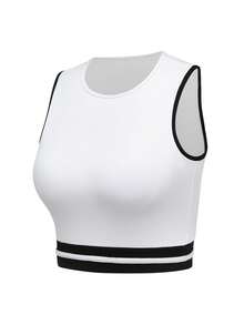 CourtClass CourtClass Women's Comfortable Breathable Striped Sports Bra - White - View 10