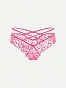 5入組花邊蝴蝶裝飾前扣內褲女性內衣 - 彩色 - 查看 7