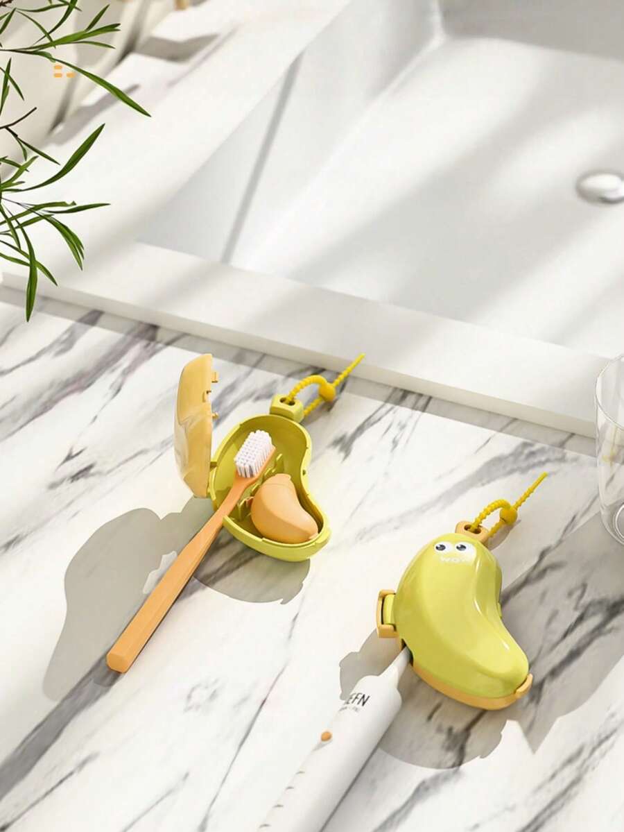 1 pieza Protector de cabezal de cepillo de dientes, Estuche portátil a prueba de polvo con diseño de plátano para almacenar el cepillo de dientes y el tubo de pasta de dientes, Conveniente y pequeño, Fácil de guardar - Multicolor - Ver 1