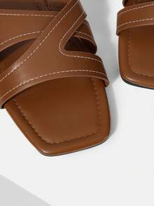 Mnmlis Sandalias planas de moda para mujer, uso diario casual para el verano - Marrón - Ver 3
