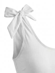 Swim Oasis Plus Size Solid Color Minimalist Curve Sexy One-Piece Swimsuit Beach White Summer - White - View 8