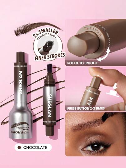 SHEGLAM Brow-Fection Angled Brush & Dip-Chocolate Hair-Like Strokes Liquid Eyeborw Eyeborw Gel Pen Easy To Color Long Lasting Quick Drying Shaping Outlining Filling Eyebrow Makeup Brow Pomade Brand Beauty Makeup Face Paint Cosmetic For Women Girls Perfect For Spring Summer Ideal For Y2K Fancy Fashion Suitable For Birthday Mother'S Day Gift Rave Party Ready Best Color