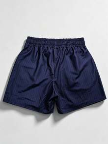 ROMWE MEN Prep Quần short nam in họa tiết đường phố, kiểu dáng thường ngày, thích hợp cho mùa xuân và mùa hè. - Màu xanh lam - Xem 2