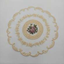 1 pieza/4 piezas Tapete de mesa de poliéster, decoración bordada para mesa de comedor, aislamiento térmico, anti-arañazos, anti-polvo, adecuado para bodas, fiestas, regalos, cumpleaños, Navidad - Beis - Ver 11