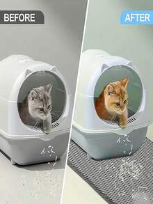 1片装多尺寸灰色双层防水防漏猫砂垫，易于清洁，宠物猫砂盆垫，防止猫砂散落，保护地板，室内猫咪用品必备。 - 彩色 - 查看 3