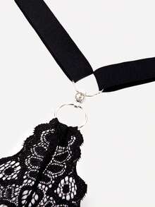 Bralution 1 pieza Sujetador inalámbrico de encaje y parches para tallas grandes - Negro - Ver 9