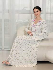 Yasmyna Vestido versátil de estilo árabe con bordado floral y patchwork para mujer - Multicolor - Ver 4