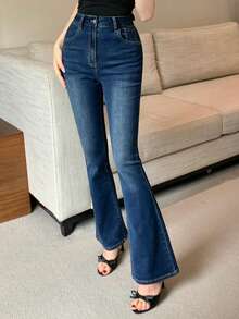DAZY Quần jeans ống loe ôm dáng gợi cảm dành cho nữ, quần dài thường ngày phù hợp cho các lễ hội âm nhạc, mùa xuân/hè/thu. - Rửa tối - Xem 8