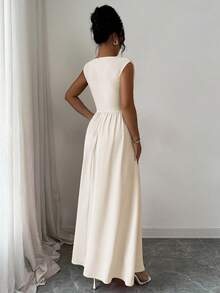 Women Midi Dresses - 杏色 - 查看 2