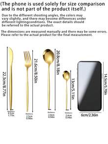 Juego de 12 piezas de utensilios de cocina de acero inoxidable, juego de vajilla para servir en buffet y fiestas - Dorado - Ver 5