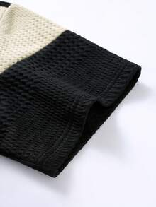 Daypath Camiseta de hombre con textura de jacquard de unicolor y parches acanalados - Albaricoque - Ver 3