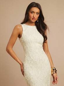 Silquee White Summer Elegant Sexy Classy Bandage Day Party Dinner Date Graduation College Formal Mother Of The Bride Night Dress Embroidered Gown Wedding - Apricot - View 5