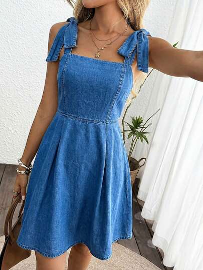 Easowa Vestido de verano casual de mezclilla para mujer