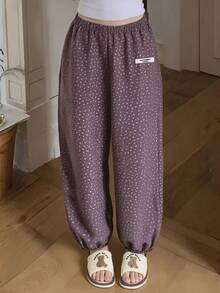 DAZY Pantalones de pijama de mujer con ajuste holgado y estampado floral, para verano - Morado - Ver 4