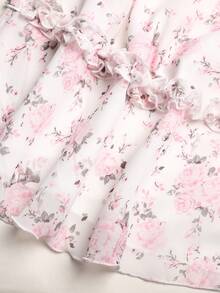 SHEIN Serisse Kids Đầm hai lớp xếp ly phồng màu trơn dệt kim cho bé gái tuổi teen, kiểu dáng thường ngày, dây đeo mảnh, kiểu Pháp, thích hợp cho kỳ nghỉ. - trắng - Xem 6