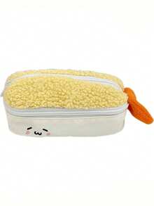 1 Large-Capacity Cute Cartoon Plush Stationery Storage Bag, Designed With Face And Sushi Pattern-Multi-Functional Campus And Office Finishing Box, Durable Pencil Case, Heart-Shaped Eyes And Ruddy Cheeks, Japanese-Style Theme Gift, Suitable For Students, Girls And Animation Lovers (Soft Colors, Zipper Closure) Fried Shrimp Pattern. Soft Plush Texture, Perfect For Stationery Storage. - multicolor - View 7