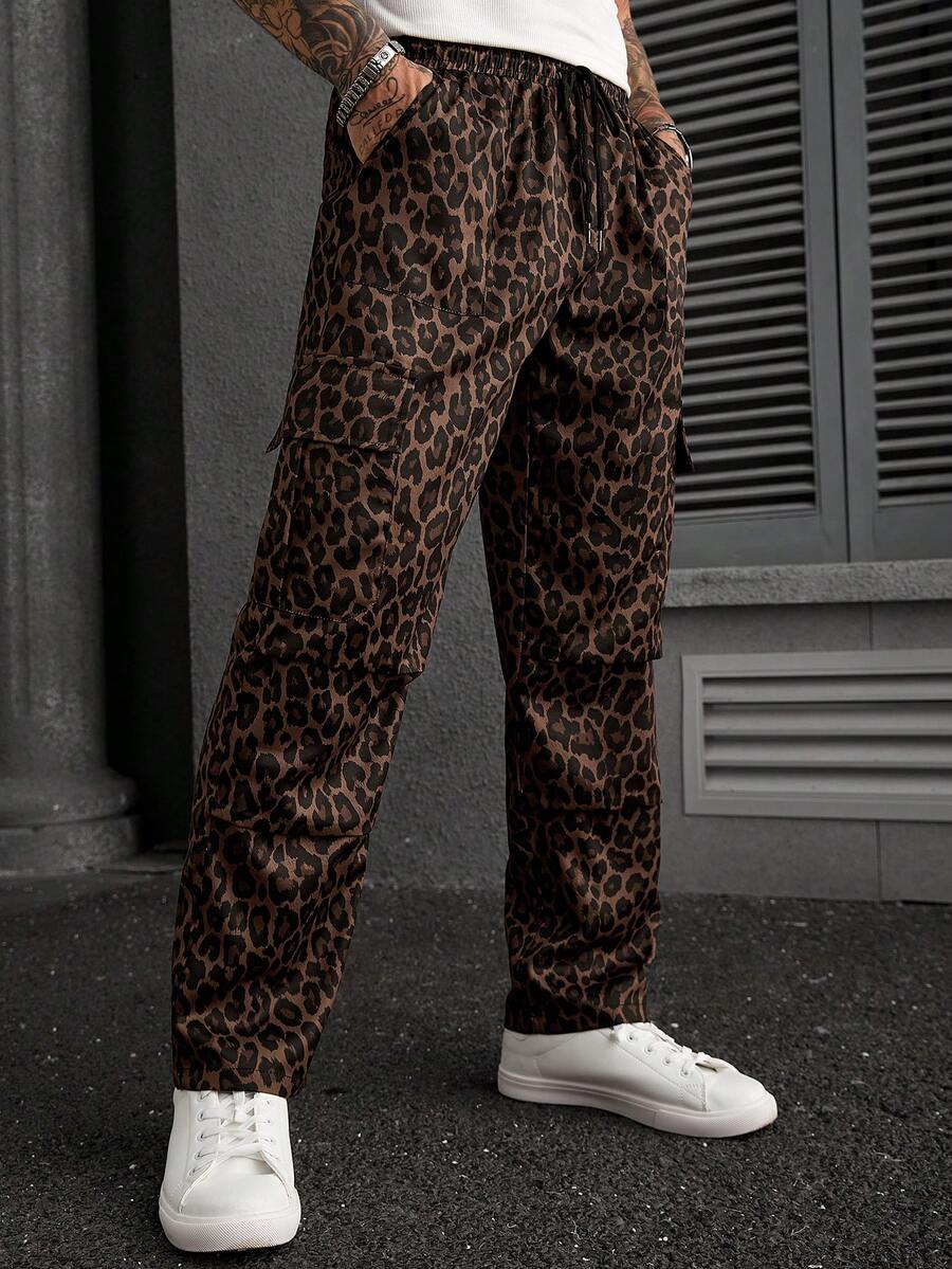Manfinity CasualCool 男士豹纹工装口袋休闲裤 - 彩色 - 查看 1
