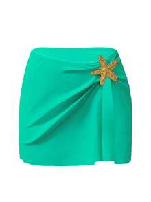 Swim 1 pieza Mono de baño casual con decoración de pentágrama lindo para mujer - Verde lima - Ver 8