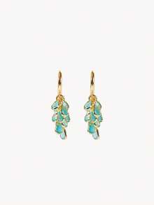 Opalesca 1 Pair Fashionable High-End Luxury Sparkling Elegant Sweet Versatile High-Quality Gold,White Water Drop, Heart, Flower, Round Zirconia Hoop Earrings - Green Jade Multi- Earrings - View 4