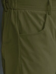 Manfinity Homme Men's Solid Color Slant Pocket Casual Low-Waist Flare Pants - Army Green - View 4