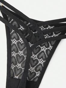 Bella Beso Ring Linked Cut Out Sexy G-String - Black - View 4