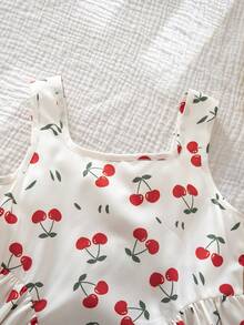 SHEIN Đầm suông không tay in hình quả anh đào cho bé gái - Nhiều màu - Xem 8
