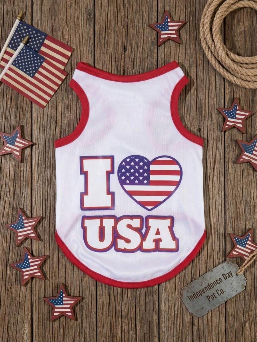 Rompi Hewan Peliharaan Petsin Motif Bendera Amerika dan Kupu-kupu untuk Hari Kemerdekaan - 1 Buah - MultiWarna - View 1