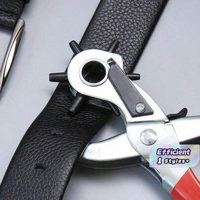 1 Pezzo Attrezzo multifunzione per forare cinture, Attrezzo per forare pelle 21,5 cm, Resistente, con 6 misure, Punzonatrice manuale per cinture, cinturini per orologi, cinghie, collari per cani, selle, scarpe, tessuti, Progetti fai da te per casa o hobbistica (Argento/Rosso), Regalo ideale per le feste natalizie