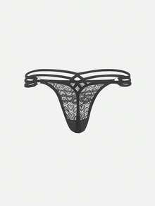 Bella Beso Ring Linked Cut Out Sexy G-String - Black - View 2