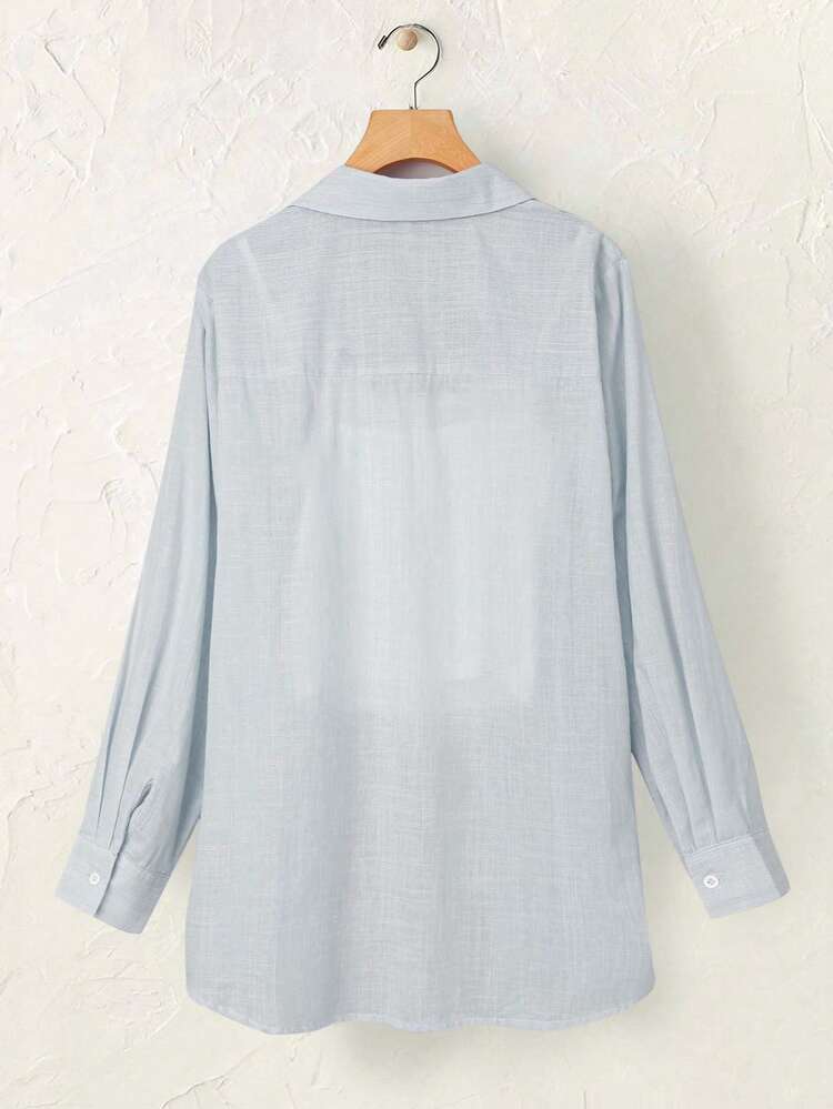 Plus Size Long Sleeve Casual Striped Shirt,Fall Women Clothes