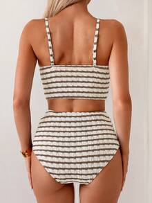 Swim Basics Conjunto de bikini texturizado de dos piezas para mujer, multicolor, para vacaciones casuales - Multicolor - Ver 2
