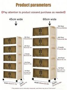 1pc 45/60cm Foldable Storage Cabinet, 1-5 Tier Double Door Storage Organizer, Thickened Plastic Wheeled Storage Cabinet, Living Room Toy & Snack Multi-Layer Cabinet, Clothes Storage Cabinet, Home Dust-Proof Shelving, Home Storage Rack, Storage Box, Plastic Container, Oil Can, Kitchen Storage Supplies, Cup Rack, 1 Oil Can, Spoon Rack, Kitchen Storage Rack - Multicolor - View 17