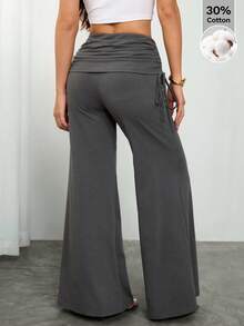 Women's Wide-Leg Pants, High-Waisted Y2K Style Streetwear Pants, Workout Leggings, Jogger Pants, Yoga And Gym Pants, Flared Pants - 深灰色 - 查看 2