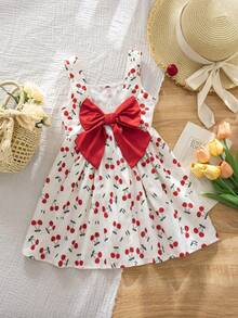 SHEIN Đầm suông không tay in hình quả anh đào cho bé gái - Nhiều màu - Xem 4