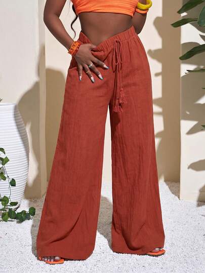 Zivah Women's Full Length Geometric Green Casual Vacation Wide Leg Pants