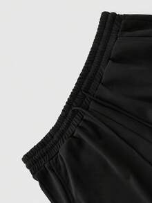ROMWE MEN Goth 男士宽松舒适休闲运动直筒裤，黑色 - 黑色 - 查看 3
