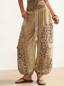 Bohemela Women's Casual Woven Patchwork Loose Pants - Multicolor - View 1