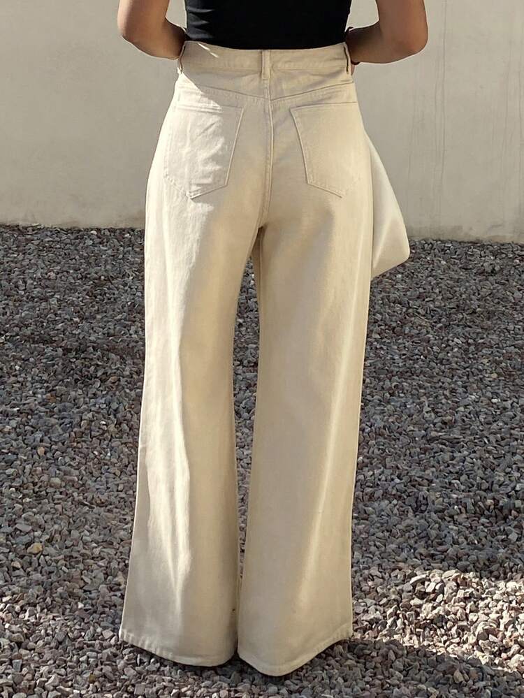 Women's Casual Loose Fit Wide Leg Jeans, Suitable For Spring And Summer