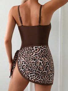 Swim Lushoire Bộ đồ bơi liền thân tối giản, đa năng, thời trang dành cho nữ, lý tưởng cho kỳ nghỉ biển. - màu nâu - Xem 2
